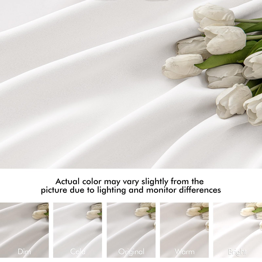 MIULEE Pure White Back Tab Blackout Curtains 52x102 Inch Long 2 Panels Set