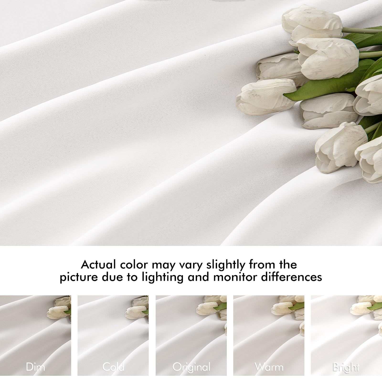 MIULEE Pure White Back Tab Blackout Curtains 52x102 Inch Long 2 Panels Set
