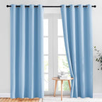 NICETOWN Sky Blue Blackout Curtains - Home Decor Window Treatment Ring Top Blackout Draperies Curtains for Living Room (2 Panels， 52 by 84， Blue)