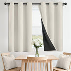 SimpleHome 100% Blackout Curtains for Bedroom,Thermal Insulated Cream Grommet Window Drapes Room Darkening Curtains for Living Room with Black Back,42 x 36 Inch,2 Panels