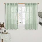 LAMIT Linen Curtains 48 Inch Length Semi Sheer Light Filtering 2 Panels