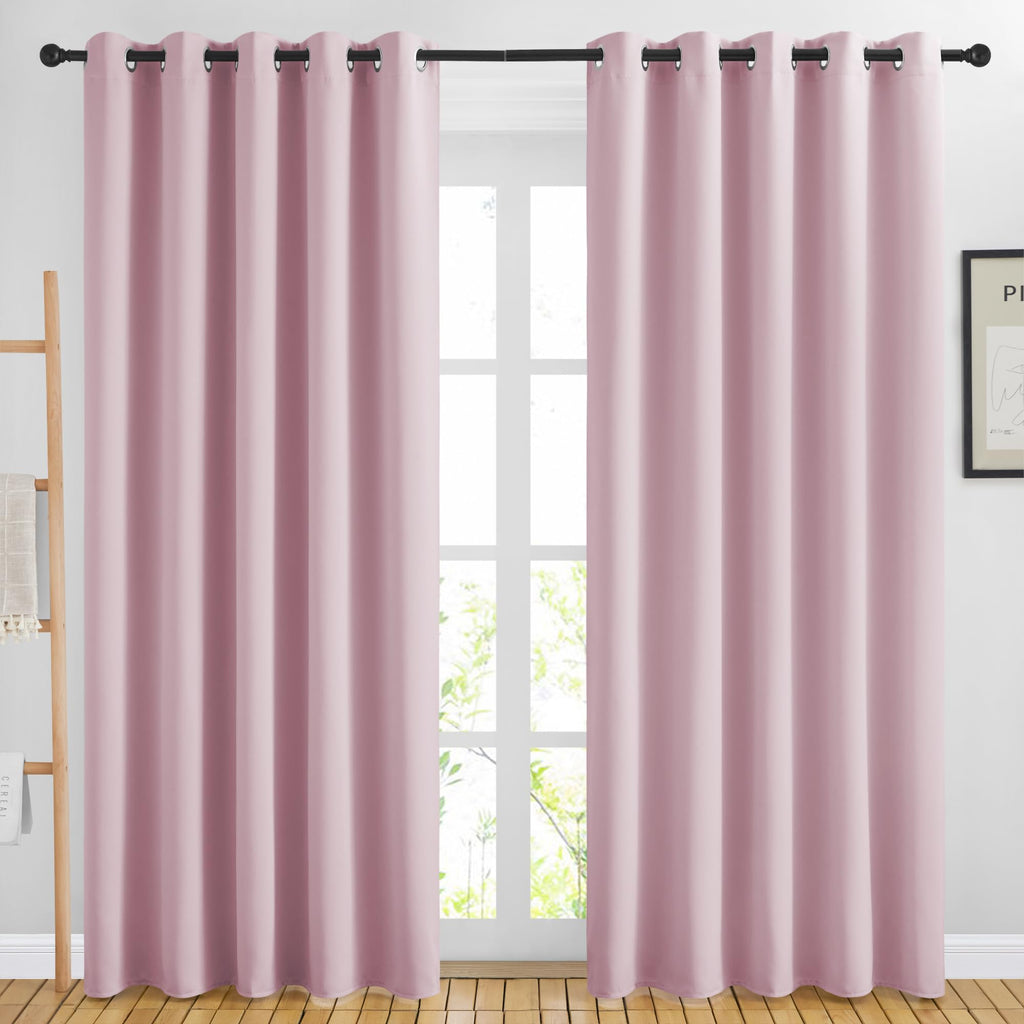NICETOWN Room Darkening Curtain Panels 84 - Window Treatment Energy Saving Thermal Insulated Solid Grommet Room Darkening Drapes for Living Room (Baby Pink, 1 Pair, 66 by 84-Inch)
