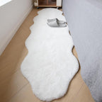 ThreadGlobe Fluffy Faux Rabbit Fur Rug Runner 2'x6', Ultra Soft & Non-Slip Rugs for Bedroom, Living Room, Nursery, No Shedding Machine Washable Rug, White, 2x6 Ft