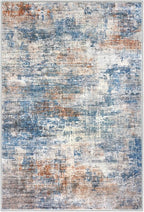 IOHOUZE Small Abstract Area Rug 2x3 Ft Entryway Rugs Washable Door Mat Indoor Entrance, Rubber Backed Throw Rugs, Printed Faux Wool Non Slip Floor Carpet for Foyer Front Door Sink, Blue Rust