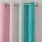 Estelar Textiler Pink and Teal Ombre Blackout Curtains for Bedroom 54 Inch