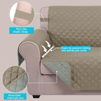U-NICE HOME Loveseat Sofa Cover Reversible Couch Cover for Dogs with Elastic Straps Water Resistant Furniture Protector for Pets Couch Cover for 2 Cushion Couch (Loveseat, Khaki/Light Grey)