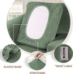 WEERRW Velvet Couch Covers for 2 Cushion Couch Sofa - High Stretch Velvet Plush 3 Pieces Sofa Slipcovers with Elastic Bottom, Furniture Protector for Pets, Machine Washable, Greyish Green, Medium