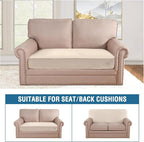 H.VERSAILTEX Velvet Stretch Individual Cushion Cover Plush Cushion Slipcover for Loveseat Sofa Furniture Protector Seat Cushion Sofa Cover (1 Piece Loveseat Cushion Cover, Cream)