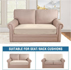 H.VERSAILTEX Velvet Stretch Individual Cushion Cover Plush Cushion Slipcover for Loveseat Sofa Furniture Protector Seat Cushion Sofa Cover (1 Piece Loveseat Cushion Cover, Cream)