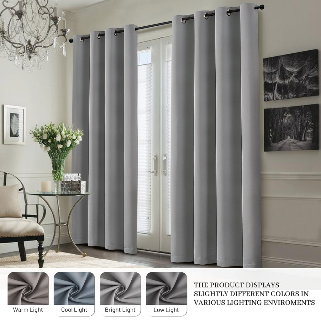 Yakamok Dove Grey 100% Blackout Curtains 84 Inches Long 50" Wide 2 Panel