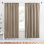 NICETOWN Window Curtains Blackout Drapes, Taupe, 1 Pair, 52 by 72-Inch, Thermal Insulated Solid Rod Pocket Blackout Curtains/Draperies for Living Room