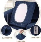 WEERRW Velvet Stretch Chair Sofa Slipcover - 2 Pieces Luxury Soft Velvet Plush Couch Cover Furniture Protector with Elastic Bottom for Pets, Machine Washable, Navy Blue, Small