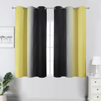 Estelar Textiler Black and Yellow Blackout Curtains 45 Inch Length, Full Light Blocking Gradient Grommet Drapes for Kitchen, Thermal Insulated Ombre Curtains for Bedroom, 42Wx45L, 2 Panels