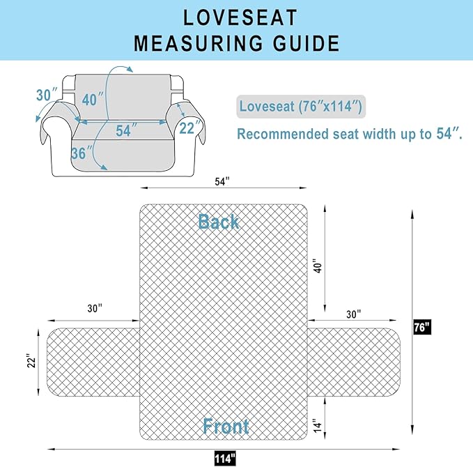 Reversible Loveseat Sofa Covers Couch Cover Furniture Protector(Loveseat,Beige/Beige)