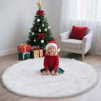 yulidayang White Fluffy Round Area Rugs for Bedroom,5'X5'Shag Circle Area Rugs for Girls Room,Non Slip Fuzzy Plush Rug for Kids Room Living Room and Dorm Home Decor Rug