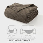 EVERGRACEHOME Modern Checkered Chenille Throw Blanket, Soft Cozy Plaid Knitted Blanket for Sofa & Couch, Decorative Knit Throw for Bed and Living Room, Mocha Brown, 60" x 80"