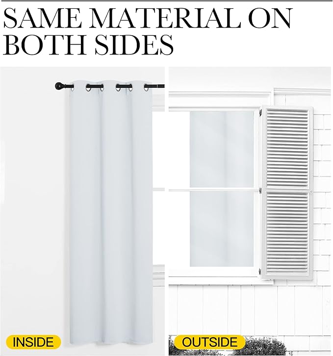 NICETOWN Blackout Curtain Panels for Bedroom, Greyish White, 2 Panels, W55 x L57-inch, Grey, Thermal Insulated Grommet Top Blackout Draperies and Drapes for Basement