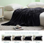Exclusivo Mezcla Fleece Twin Size Blanket for Bed, 60x80 Inches Soft Cozy Jacquard Flannel Blankets, Lightweight Fuzzy Plush Warm for Women, Black