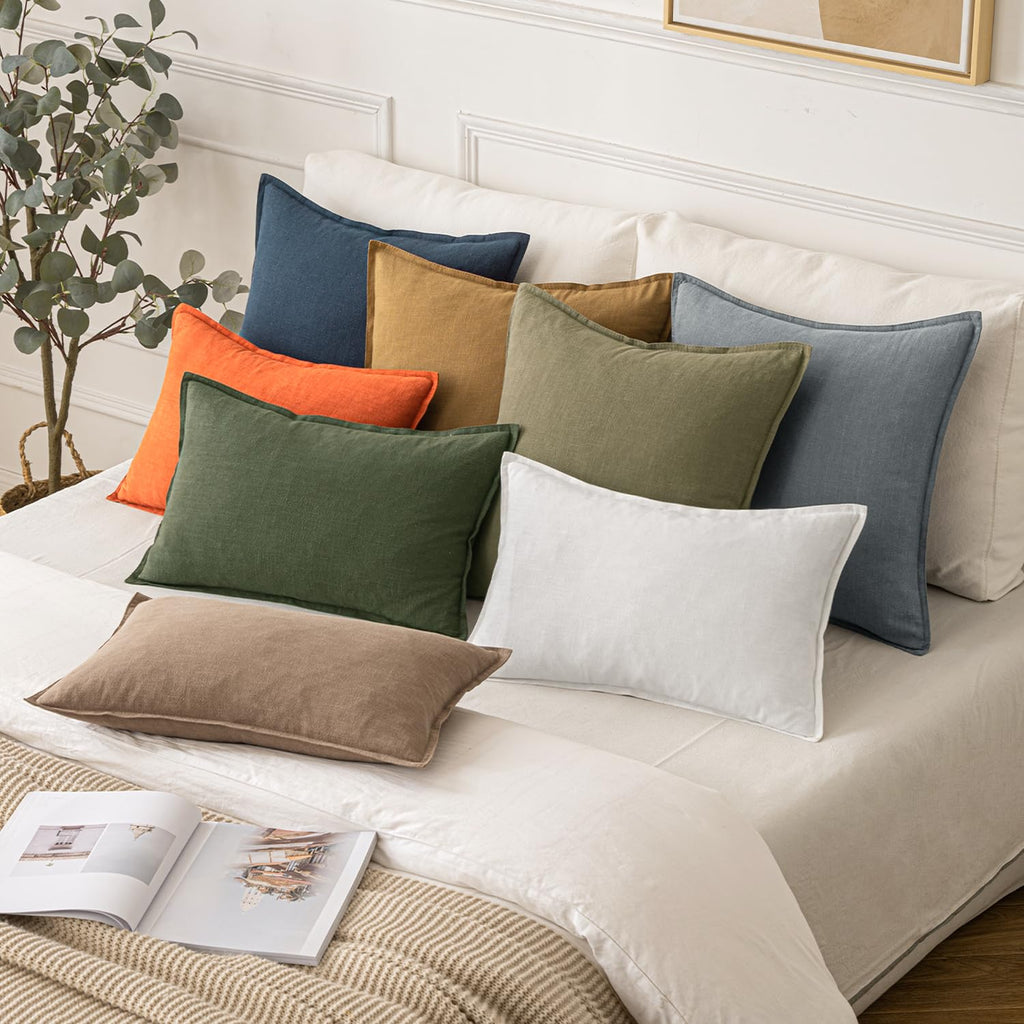 MIULEE Decorative Linen Pillow Covers 20x20 Inch Deep Blue