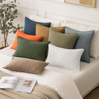 MIULEE Decorative Linen Pillow Covers 20x20 Inch Deep Blue