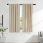 PONY DANCE Living Room Curtains - Window Treatments Blackout Curtain Panels Back Tab & Rod Pocket Draperies Energy Saving Drapes for Dining Room, W 52 by L 72, Biscotti Beige, 2 Pieces