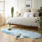 Ashler Faux Fur, Fluffy Shaggy Area Rug Ultra Soft 2 x 6 Feet Sheepskin Fur Rug, Light Blue Fuzzy Rug Machine Washable Shag Rug, Nursery Decor Throw Rugs for Bedroom, Kids Room, Living Room