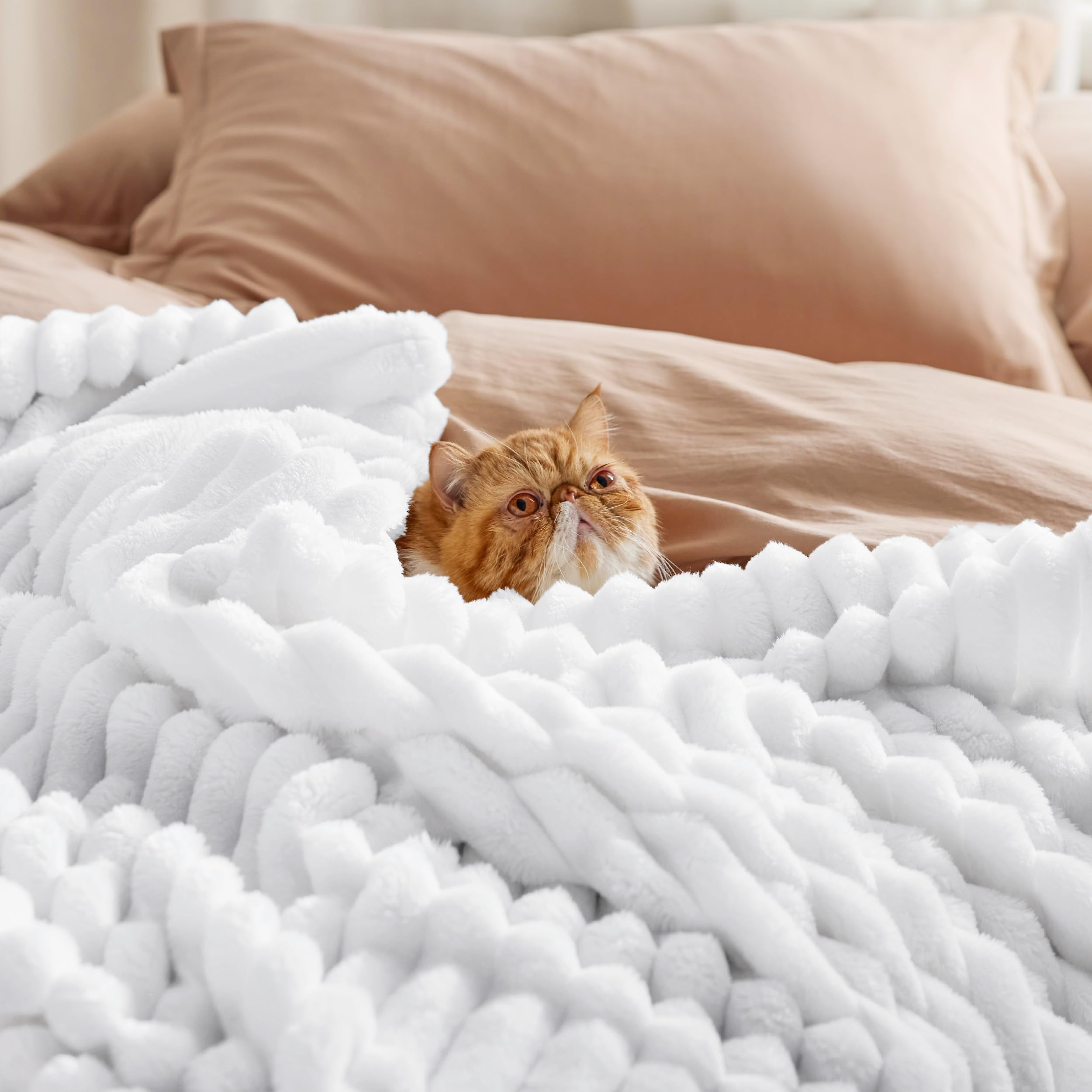 Bedsure Soft Cal King Size Blanket for Bed Bright White 102"x96"