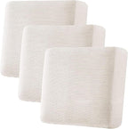 H.VERSAILTEX Super Stretch Individual Seat Cushion Covers - Sofa & Couch Cushion Slipcover Sets - Thick Jacquard Textured Twill Fabric (3 Piece XL, Ivory)