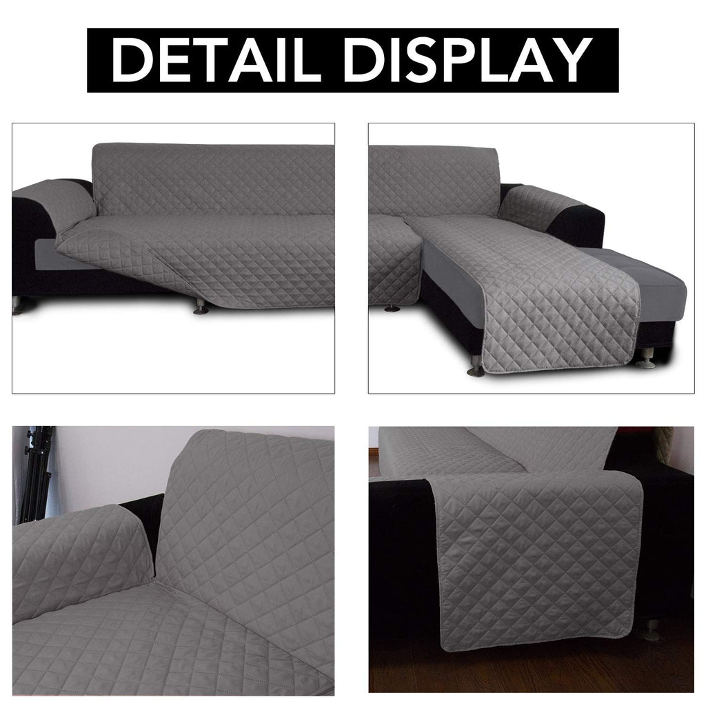 Easy-Going Sofa Slipcover L Shape Sofa Cover Sectional Couch Cover Furniture Protector Mat for Pets Dog Cat (X-Large,Gray/Gray)