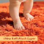3x5 Area Rug for Bedroom, Orange Fluffy Shag Rug Small Rug Plush Carpet
