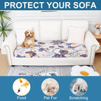 Smiry Printed Couch Cushion Covers, Stretch Soft Couch Covers for Sofa, Washable Non-Slip Sofa Slipcover Furniture Protector for Indoor and Outdoor (Large, Beige)