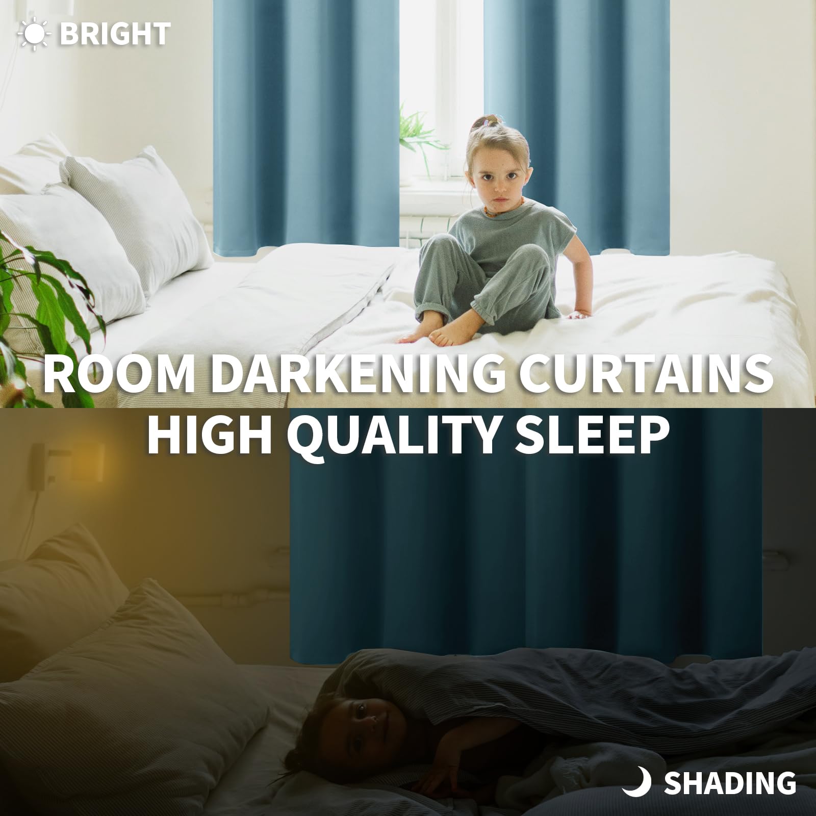 BGment Room Darkening Curtains 84 Inches Long - Grommet Thermal Insulated Drapes Window Treatment Curtains for Bedroom, 2 Panels, 52 x 84 Inch, Greyish Blue