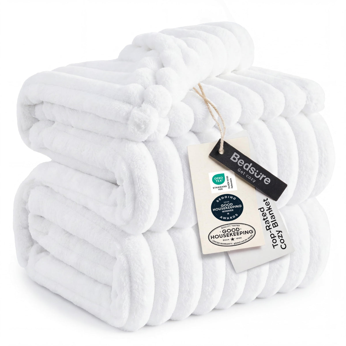 Bedsure Soft King Size Blankets for Bed Beige 108"x90"