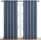 NICETOWN Blackout Draperies 60" W x 84" L Curtains for Kids Room, Window Treatment Thermal Insulated Solid Grommet Blackout Drape Panels for Bedroom (Stone Blue, Set of 2, 60 by 84 inches)