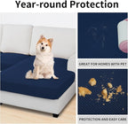 Easy-Going Stretch 4 Pieces Couch Cushion Covers for Sectional Sofa Left/Right L Shape Chaise Lounge Sofa Seat slipcover Anti-Slip Sofa Cover Soft (3 Seater + 1 Chaise, Navy)