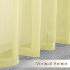Chyhomenyc Sheer Curtains 45 Inch Long 2 Panels - Light Filtering Short Soft Airy Short Cafe Curtains, Modern Rod Pocket for Dinning Living Room Bedroom, 42Wx45L Inches, Light Yellow
