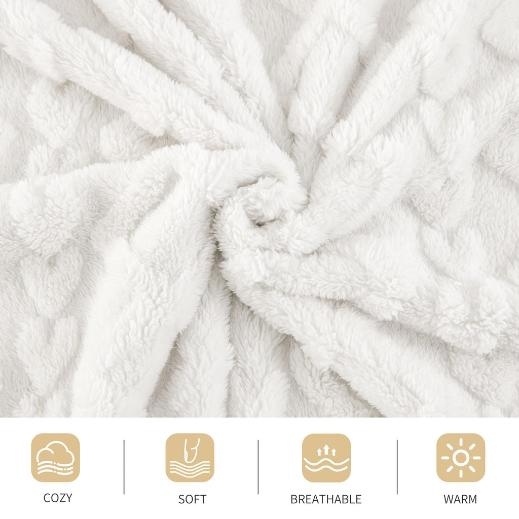 Aganear Fleece Throw Blanket for Couch Sofar 50"x60" White