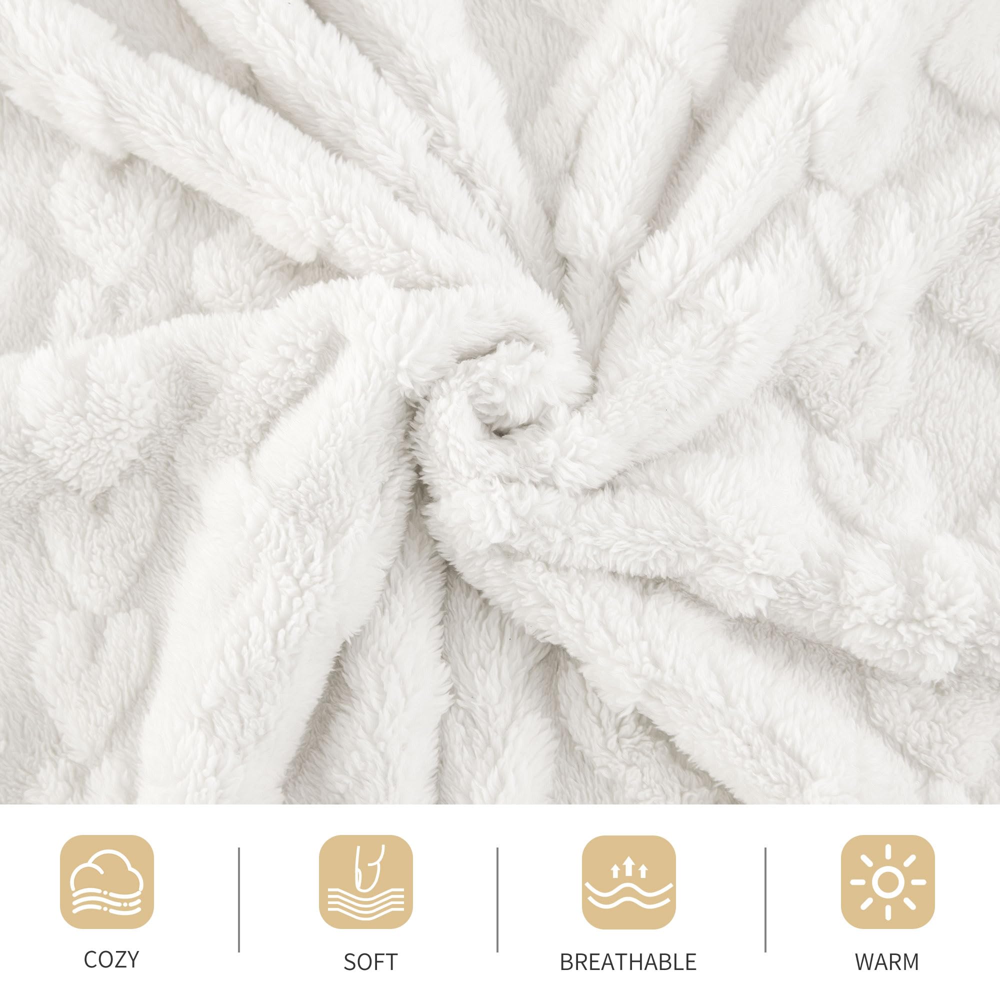Aganear Fleece Throw Blanket for Couch Sofar 50"x60" White