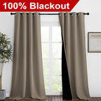 NICETOWN Full Shading Curtains 90 inches Long 2 Panels Set for Windows, Super Heavy-Duty Black Lined Blackout Curtains for Bedroom, Privacy Assured Window Treatment (Taupe, Pack of 2, 52 inches W)