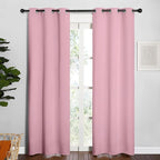 NICETOWN Window Curtain Panels, Thermal Insulated Solid Grommet Blackout Draperies/Drapes for Basement (Crystal Pink, 1 Pair, 34 by 84-inch)