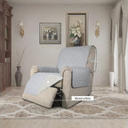 Easy-Going Recliner Chair Slipcover Reversible Sofa Cover Water Resistant Couch Cover Furniture Protector with Elastic Straps for Pets Dog (Recliner 22 inch, Light Gray/Ivory)