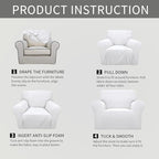 Easy-Going Stretch Oversized Chair Sofa Slipcover 1-Piece Couch Sofa Cover Furniture Protector Soft with Elastic Bottom for Kids Spandex Jacquard Fabric Small Checks Snow White