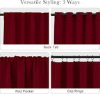 PONY DANCE Bedroom Window Panels - Christmas Decoration Blackout Curtains Elegant Back Tab Slot Pocket Curtains Thermal Insulated Energy Efficient Home Decoration, 42 x 63 inch, Red, One Pair