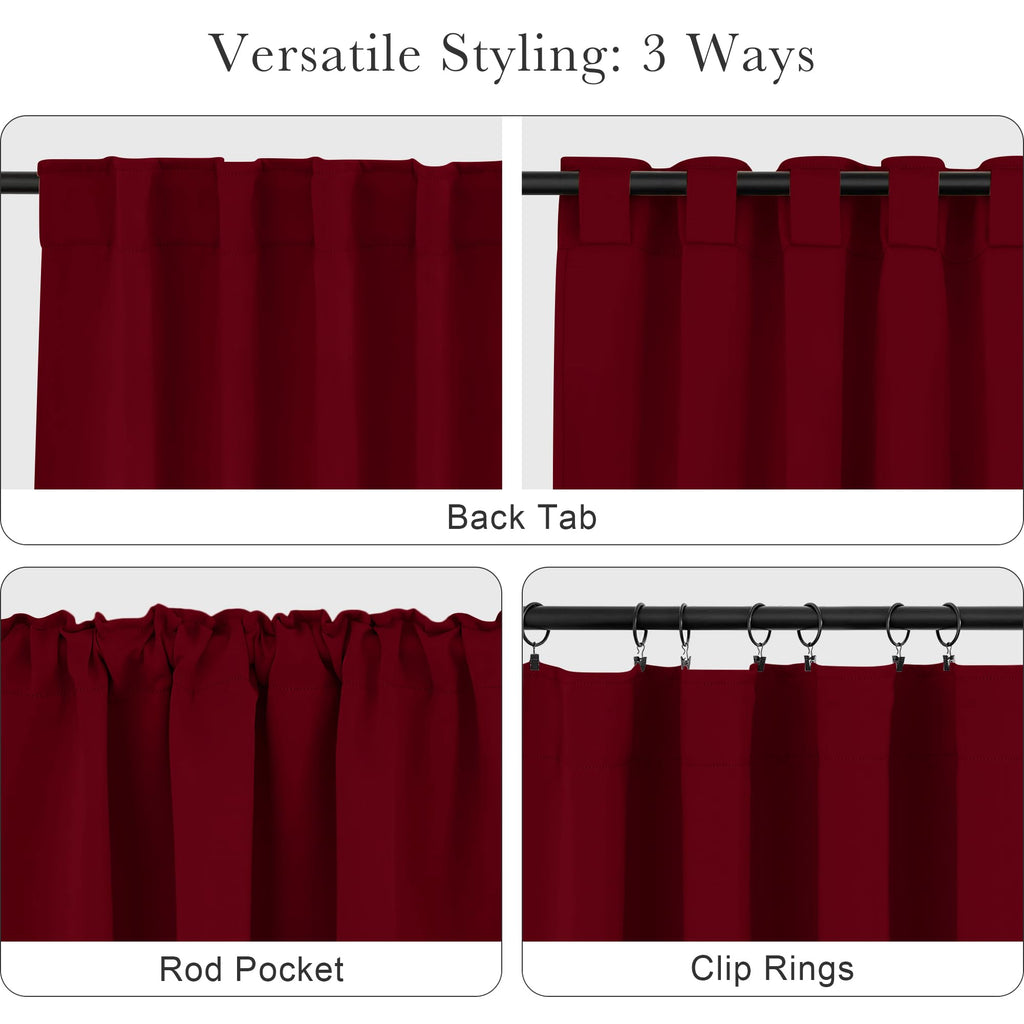 PONY DANCE Blackout Curtains for Bedroom - Decoration Xmas Festival Window Treatments Light Block Thermal Curtain Drapes Set Energy Saving, Wide 52 by Long 54 inch, Red, 2 Panels