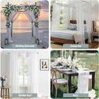 White Sheer Curtains 216 Inches Long, Extra Long Light Filtering Modern Scarf Curtains for Wedding Party Ceremony Canopy Decor, Rod Pocket Voile Window Drapes, 2x42Wx216L Inches