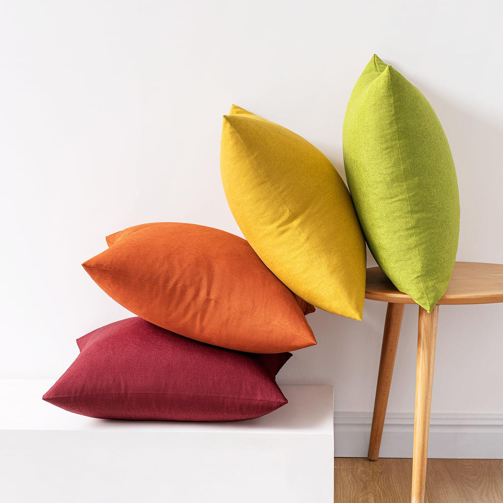 MIULEE Pack of 4 Decorative Outdoor Throw Pillow Covers Linen Waterproof Pillow Covers Summer Farmhouse Cushion Cases for Patio Garden Tent Balcony Couch Sofa 18x18 Inch Yellow Green