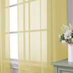Aiyufeng Yellow Sheer Curtains 72 Inches Long 2 Panels Set, Semi Transparent Voile Rod Pocket Sheer Window Drapes for Bedroom Bed Canopy Living Room Dining Wedding Party Backdrop, 42W x 72L inch