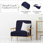 Newwiee 8Pcs Patio Cushion Covers Stretch Outdoor Cushion Cover Replacement for Patio Furniture Sofa Couch Slipcovers, Soft Flexibility Washable Furniture Protector(Waterproof Pure,Navy)