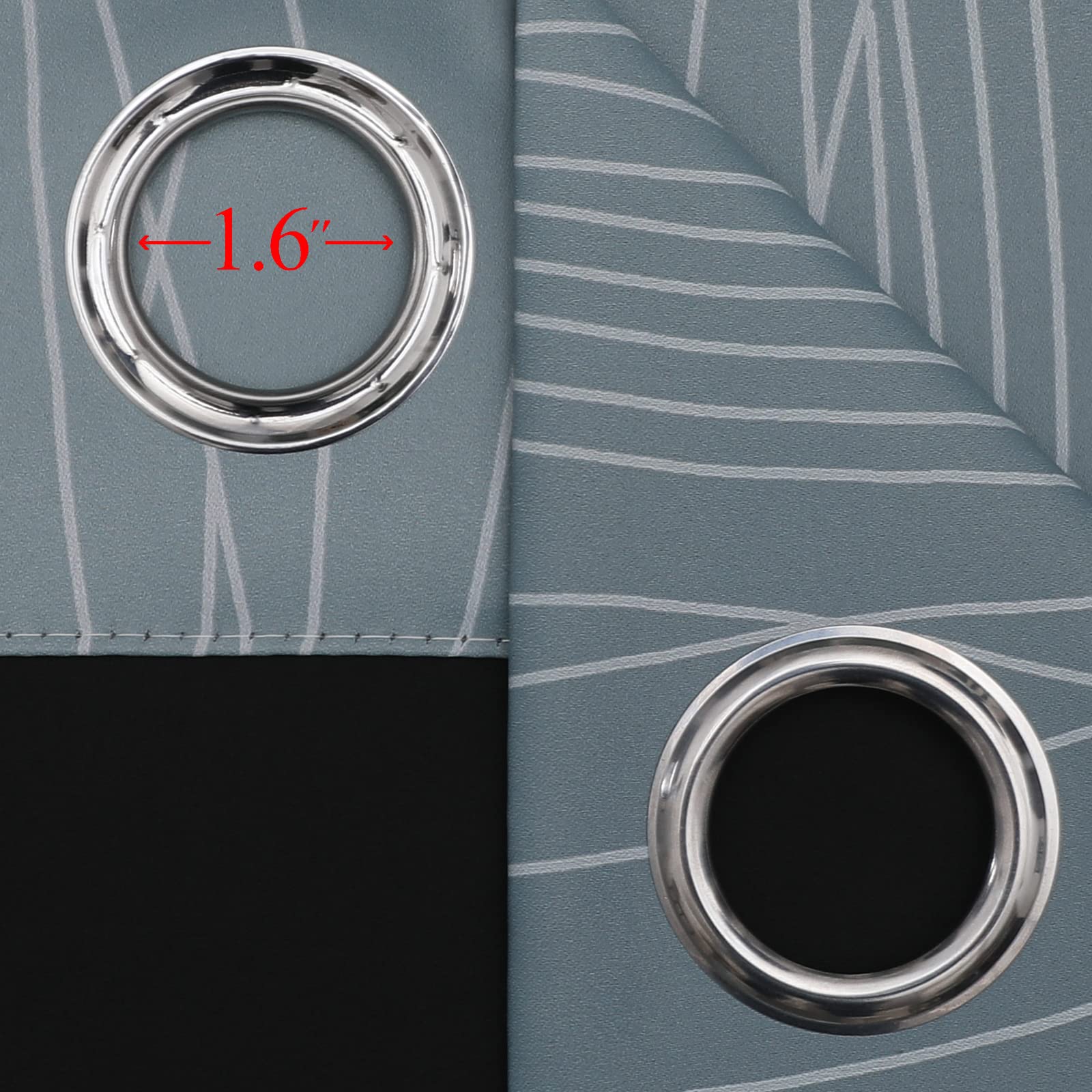 Stone Blue and Greyish White Blackout Curtains for Living Room 84 Inch Long