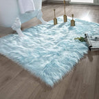 Ashler faux fur rug, Fluffy Shaggy Area Rug Ultra Soft 3 x 5 Feet Rectangle Fur Rug Light Blue Fuzzy Rug Machine Washable Shag Rug, Nursery Decor Throw Rugs for Bedroom, kids room, Living Room